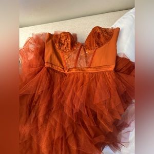 For Love and Lemons Bustier Dress in Rust